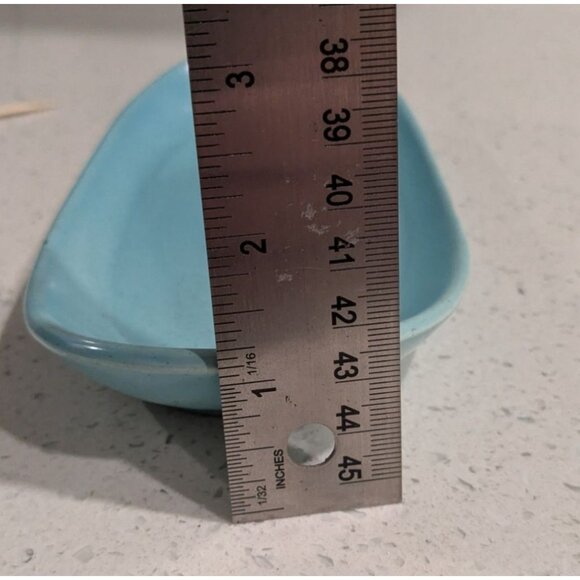 Vernon Ware Aqua Speckled Pottery Butter Dish MCM no lid 8" X 4" - Picture 5 of 9